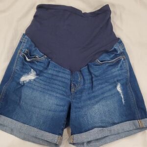Old Navy High Waist Blue Denim Maternity Shorts